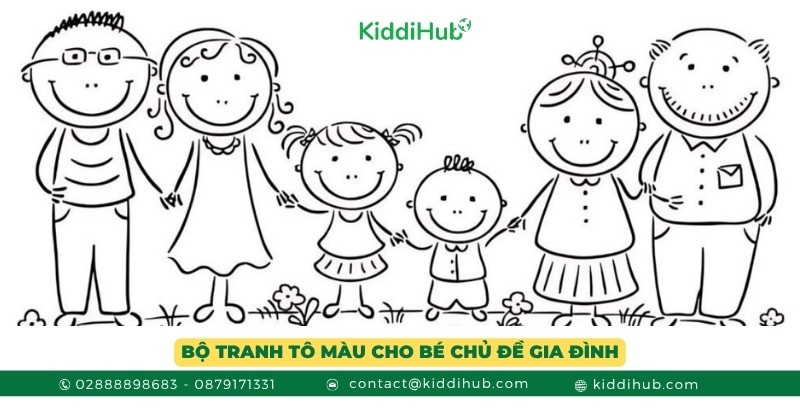 Bộ tranh tô màu dành cho bé gái 4 tuổi với chủ đề về gia đình