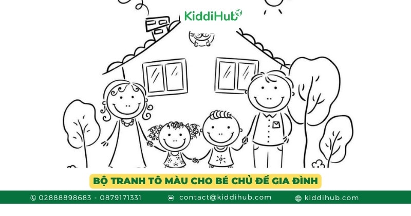 Bộ tranh tô màu dành cho bé gái 4 tuổi với chủ đề về gia đình