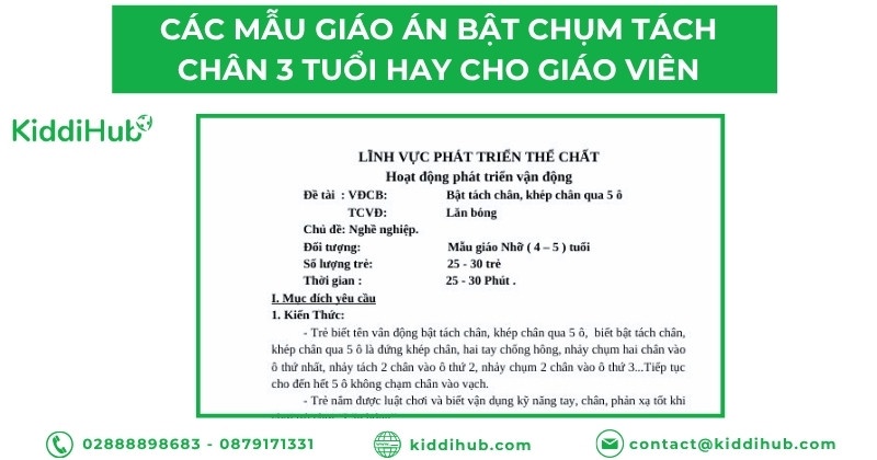 Các mẫu giáo án bật chụm tách chân 3 tuổi hay cho giáo viên