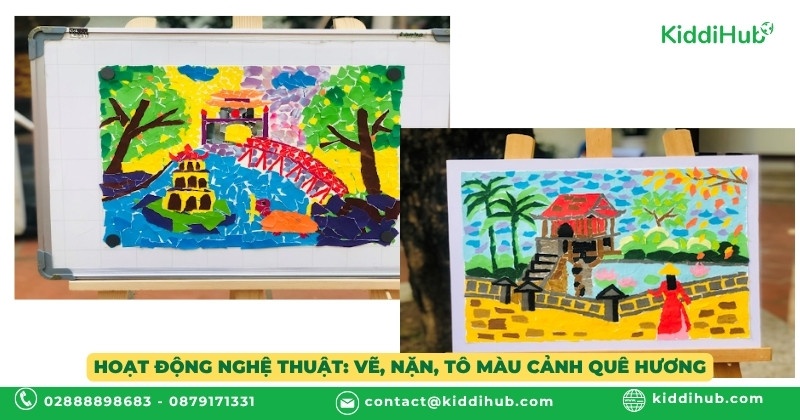 Hoạt động nghệ thuật: Vẽ, nặn, tô màu cảnh quê hương