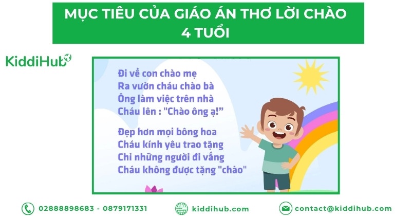 Mục tiêu của giáo án thơ lời chào 4 tuổi