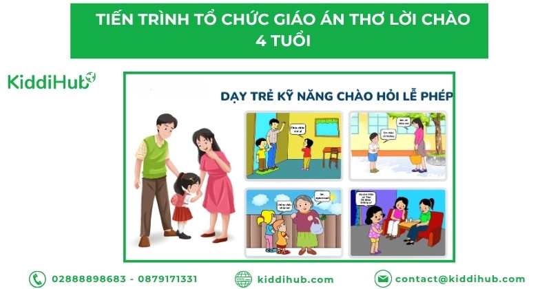 Tiến trình tổ chức giáo án thơ lời chào 4 tuổi
