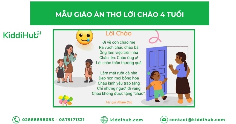 Mẫu giáo án thơ lời chào 4 tuổi