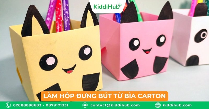 Làm hộp đựng bút từ bìa carton