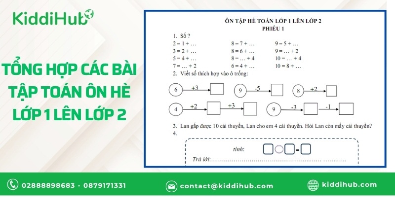 Tổng hợp các bài tập Toán ôn hè lớp 1 lên lớp 2