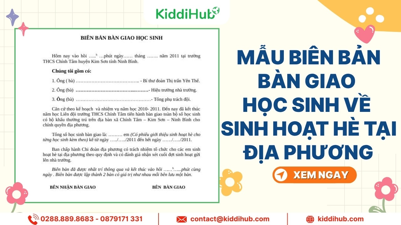 Mẫu biên bản bàn giao học sinh về sinh hoạt hè tại địa phương