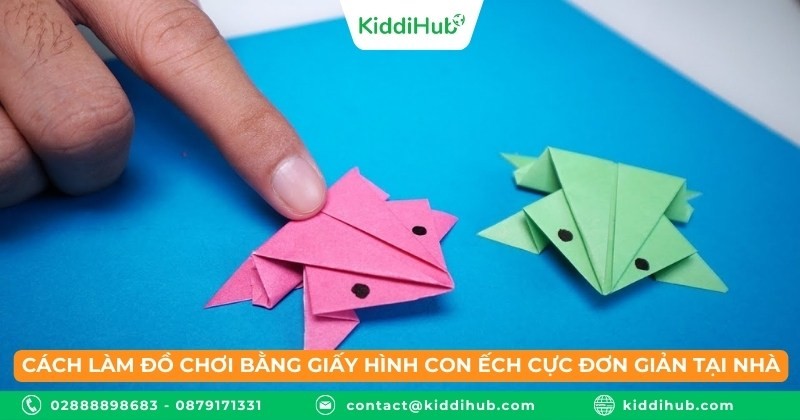 Cách làm đồ chơi bằng giấy hình con ếch cực đơn giản tại nhà