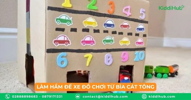 Làm hầm để xe đồ chơi từ bìa cát tông