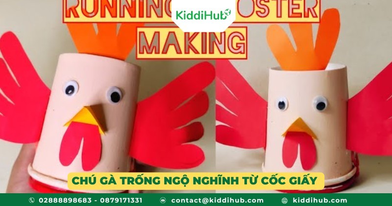 Chú gà trống ngộ nghĩnh từ cốc giấy