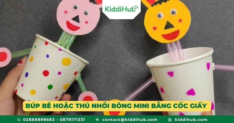 Búp bê hoặc thú nhồi bông mini bằng cốc giấy