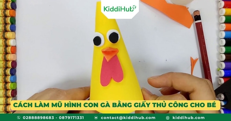 Cách làm mũ hình con gà bằng giấy thủ công cho bé 