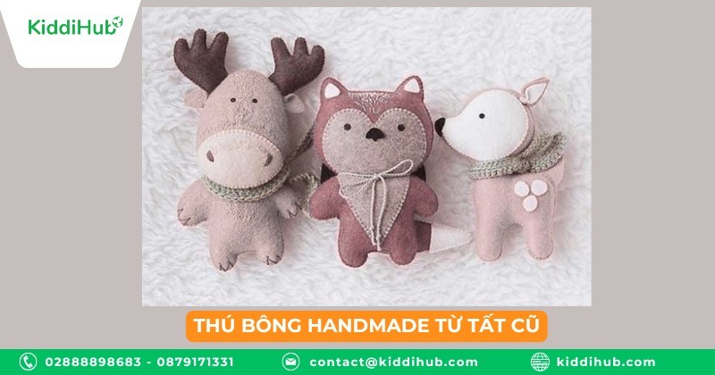 Thú bông handmade từ tất cũ