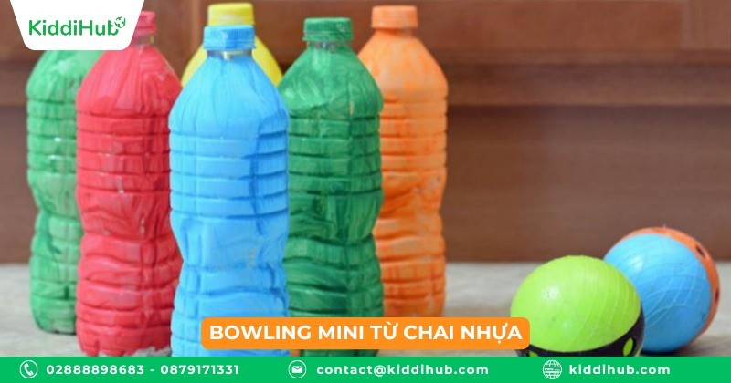 Bowling mini từ chai nhựa