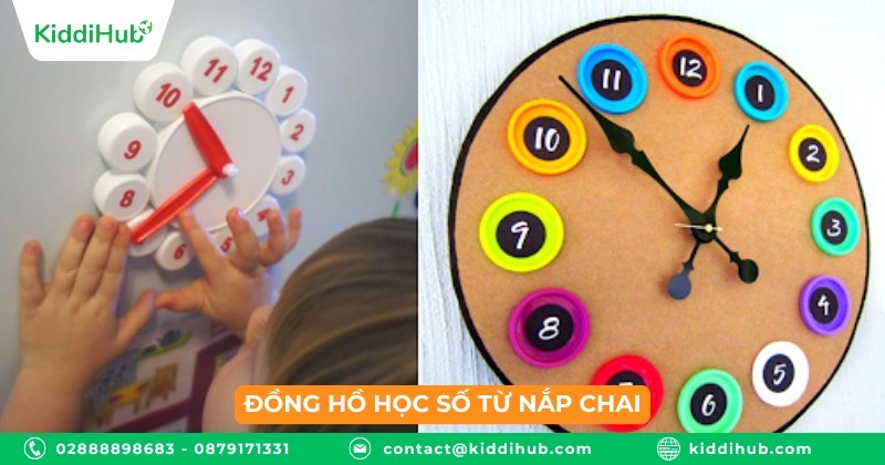 Đồng hồ học số từ nắp chai