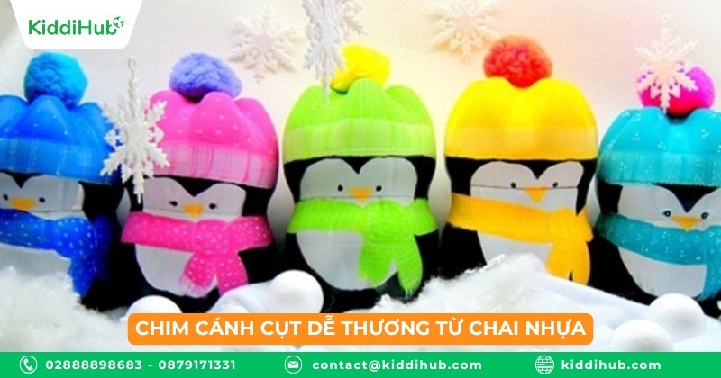 Chim cánh cụt dễ thương từ chai nhựa