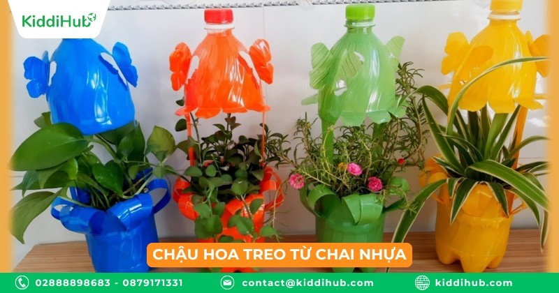 Chậu hoa treo từ chai nhựa