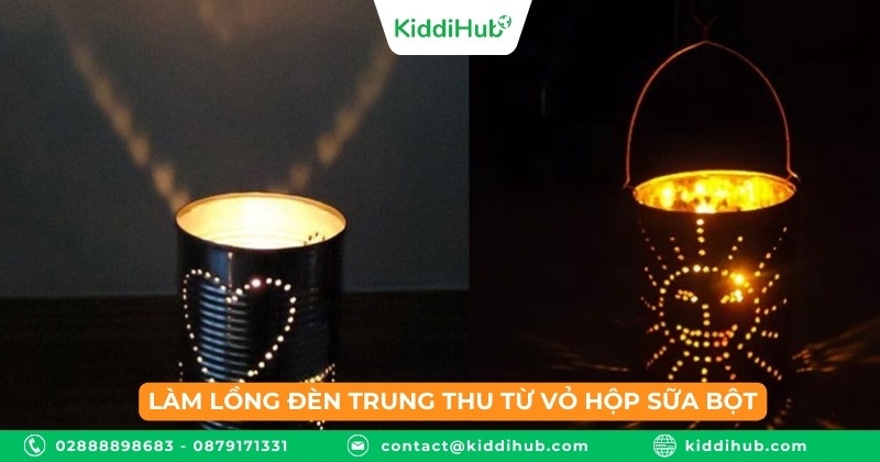 Làm lồng đèn Trung thu từ vỏ hộp sữa bột