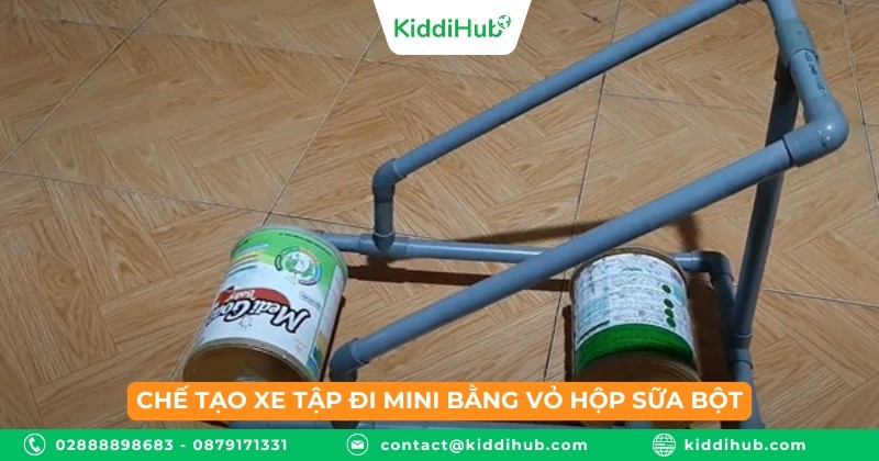 Chế tạo xe tập đi mini bằng vỏ hộp sữa bột