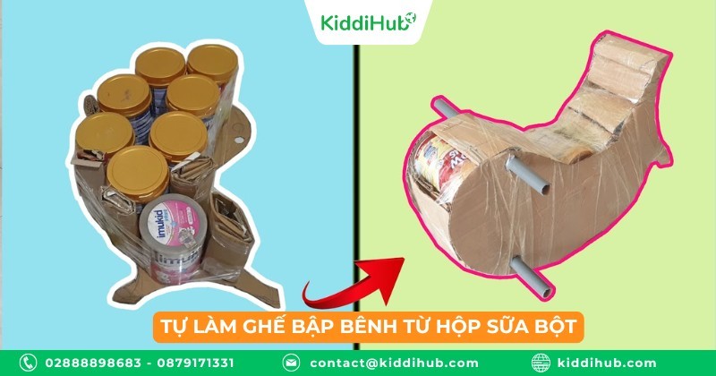 Tự làm ghế bập bênh từ hộp sữa bột