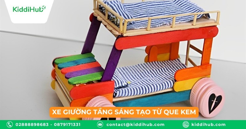 Xe giường tầng sáng tạo từ que kem