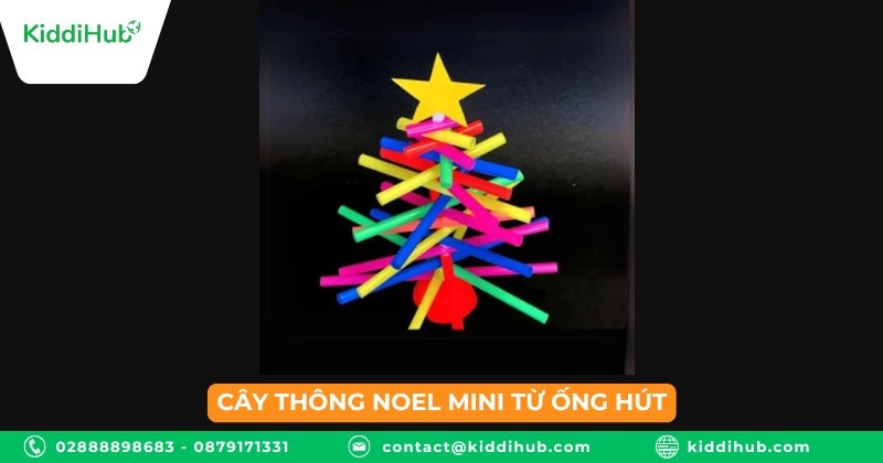 Cây thông Noel mini từ ống hút