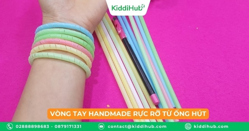 Vòng tay handmade rực rỡ từ ống hút