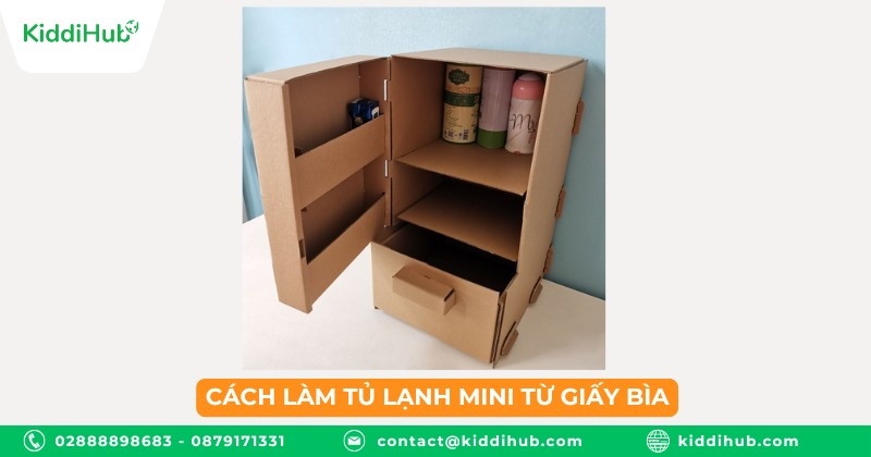 Cách làm tủ lạnh mini từ giấy bìa