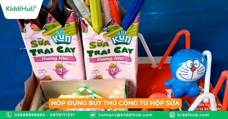 Hộp đựng bút thủ công từ hộp sữa