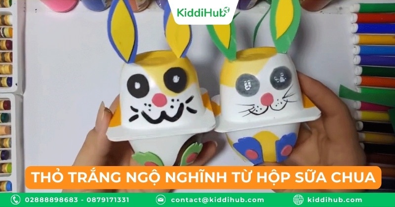 Thỏ trắng ngộ nghĩnh từ hộp sữa chua