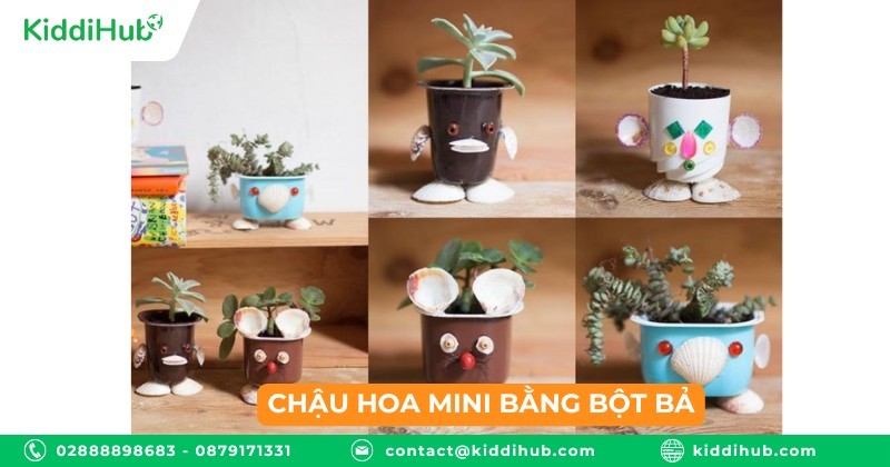 Chậu hoa mini bằng bột bả