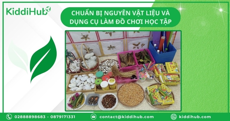 Chuẩn bị nguyên vật liệu và dụng cụ làm đồ chơi học tập