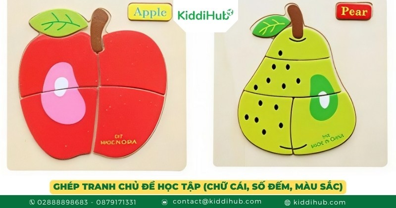 Ghép tranh chủ đề học tập (chữ cái, số đếm, màu sắc)