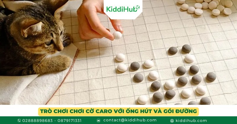 Trò chơi Chơi cờ Caro với ống hút và gói đường