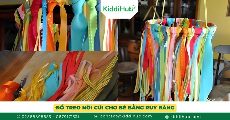 Đồ treo nôi cũi cho bé bằng ruy băng