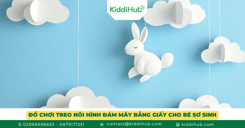 Đồ chơi treo nôi hình đám mây bằng giấy cho bé sơ sinh