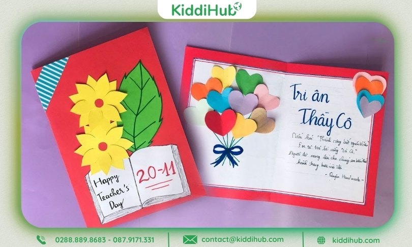 Cách làm thiệp 20 11 đẹp bằng giấy màu