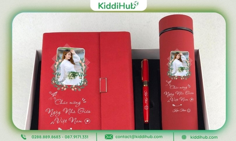 Hộp quà set(sổ + bút + bình) – Gọn gàng, đồng bộ và tinh tế