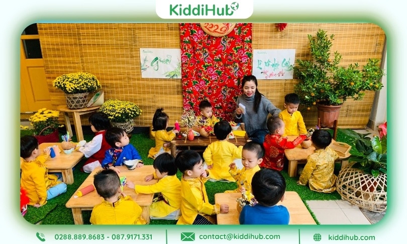 Góc trang trí Tết trường mầm non đẹp, sinh động