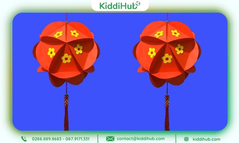 Trang trí Tết mầm non bằng quả cầu hoa giấy nổi bật