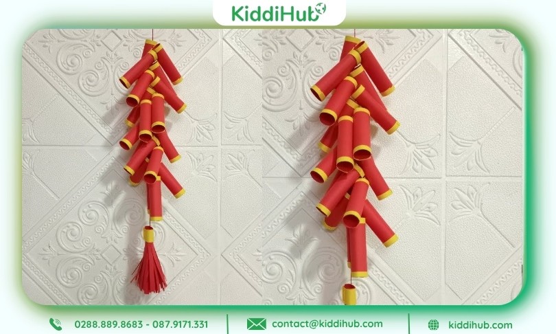 Trang trí Tết mầm non với dây pháo giấy, vui nhộn và bắt mắt