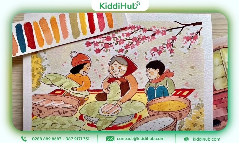 Trang trí lớp học mầm non ngày Tết bằng tranh vẽ sáng tạo của bé