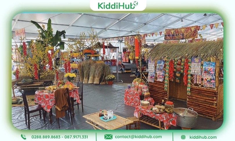 Trang trí gian hàng Tết mầm non khuyến khích bé hợp tác nhóm, phát triển kỹ năng giao tiếp