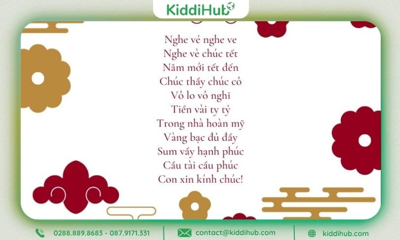 Thơ chúc Tết mầm non 4 chữ/4–7 chữ ngắn gọn