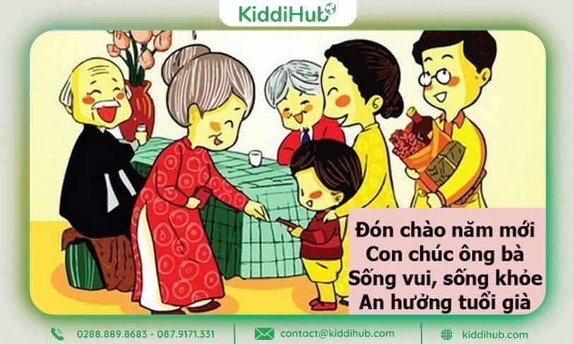 Bài thơ chúc Tết cho trẻ mầm non gửi tới ông bà/người lớn tuổi