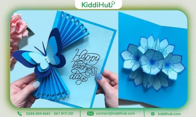 Thiệp 20 11 với hình 3D gấp hình nổi gắn hình bướm xinh