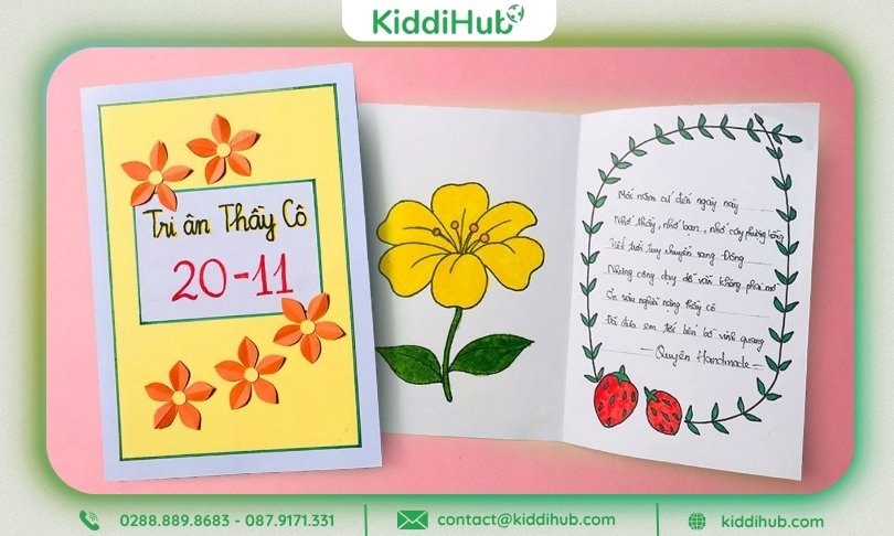 Mẫu thiệp chúc mừng ngày 20/11 đơn giản, dễ thực hiện