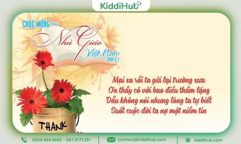 Thiệp tặng ngày Nhà giáo Việt Nam với thông điệp ý nghĩa