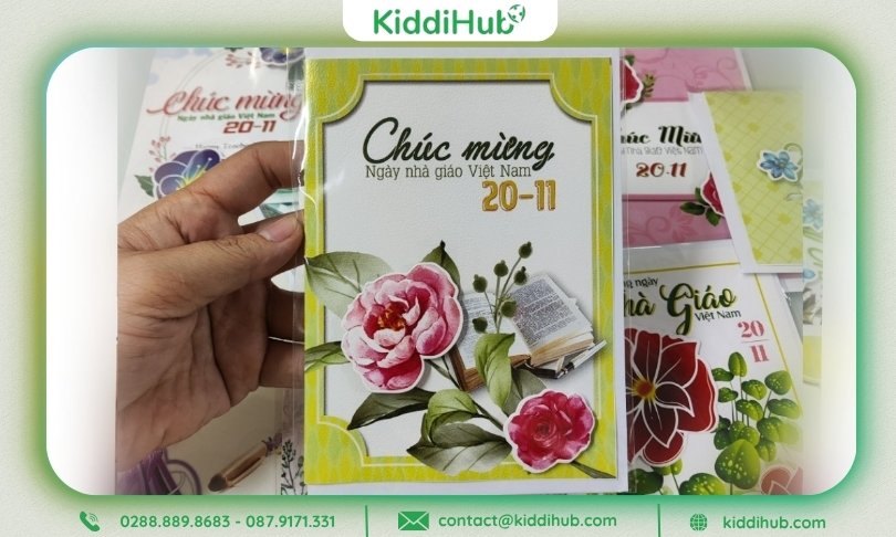 Thiệp chúc mừng 20 11 in nổi cao cấp trên giấy mỹ thuật dày dặn