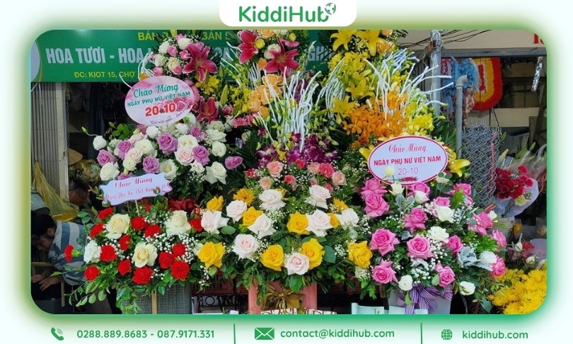 Giỏ hoa đẹp 20/10 tặng mẹ đong đầy yêu thương