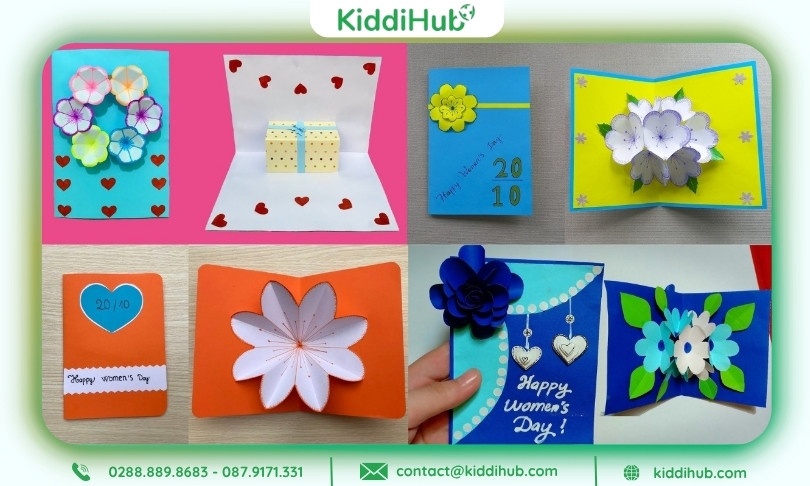 Thiệp handmade 20/10 nhiều màu sắc, học sinh sáng tạo vui vẻ